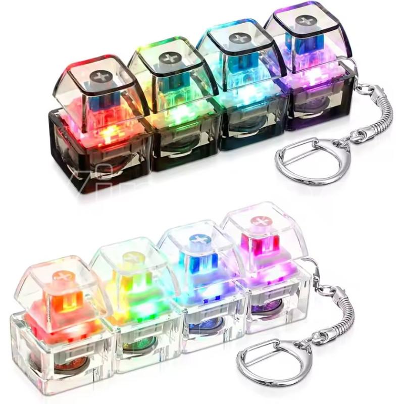 Keyboard Fidget Toy with LED Light Keyboard Fidget Keychain 9-in-1 Keyboard Decompression Button Stress Relief Fidget Gifts