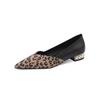 Fashion 2024 New Fashion Low Heel Pumps Flats Pointed Toe Cow Leather Women's Shoes Patchwork Leopord Casual Dress