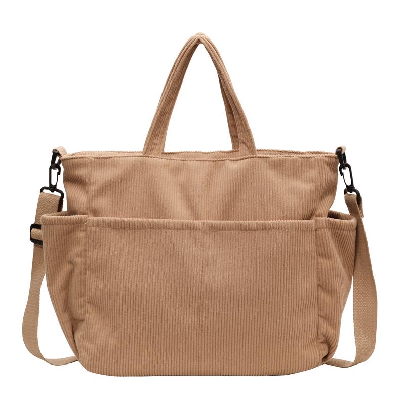 Women's Large-Capacity Corduroy Tote - Versatile Crossbody, Shoulder, Handbag for Commuting and Casual Use