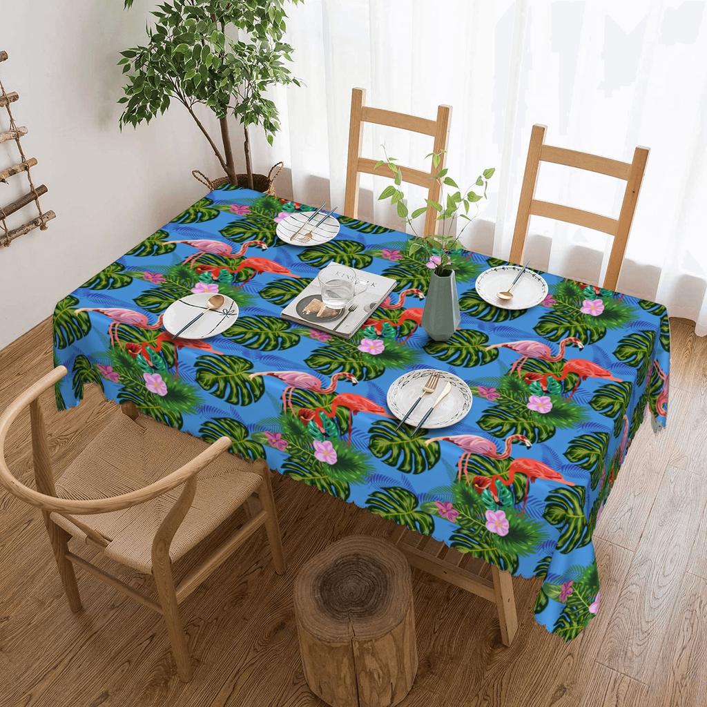 Rectangular Flamingo Tropical Plants And Flowers Table Cloth Waterproof Tablecloth Outdoor 40"-44" Table Cover