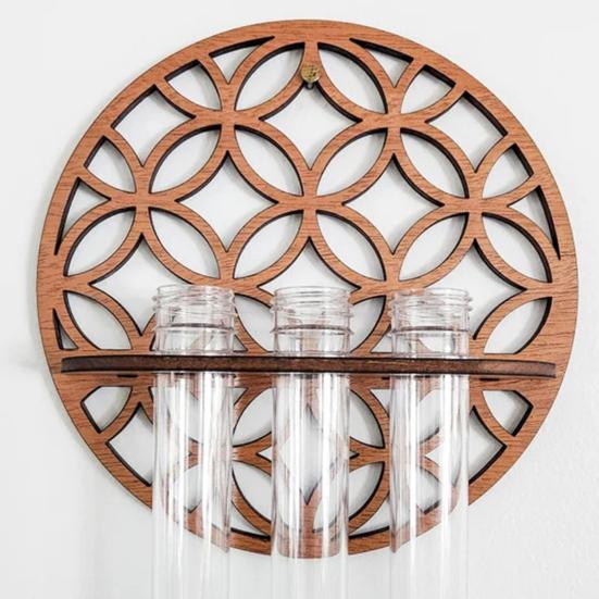 Yousheng Wall Planter for Indoors Clear Planters with Wooden Hollow Stand Plastic Test Tubes Vertical Propagation Station for Hydroponics Air Plants