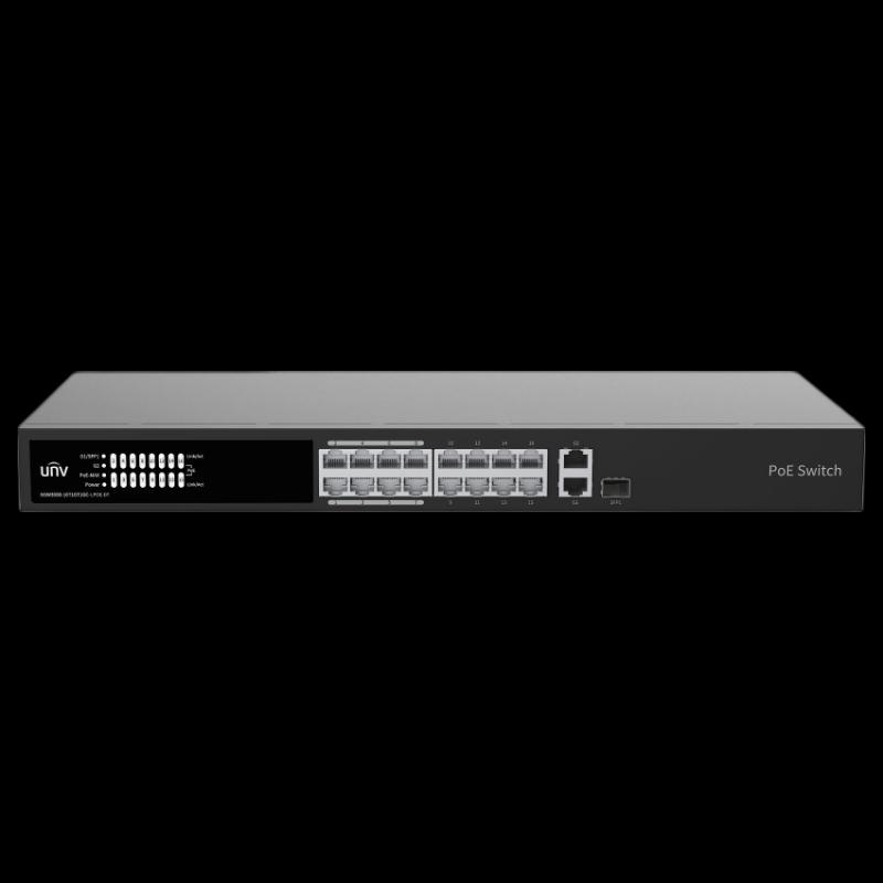 Uniview 16-Port 100M Cloud Managed Low-Power PoE Switch CN Plug (adapter Included)