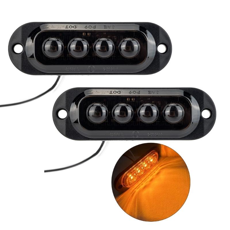 

Герметичный овальный янтарный светодиодный фонарь для прицепа, светодиодный боковой габаритный фонарь с темно-янтарной линзой, 4 светодиода, водонепроницаемый для грузового прицепа Clear жёлтый