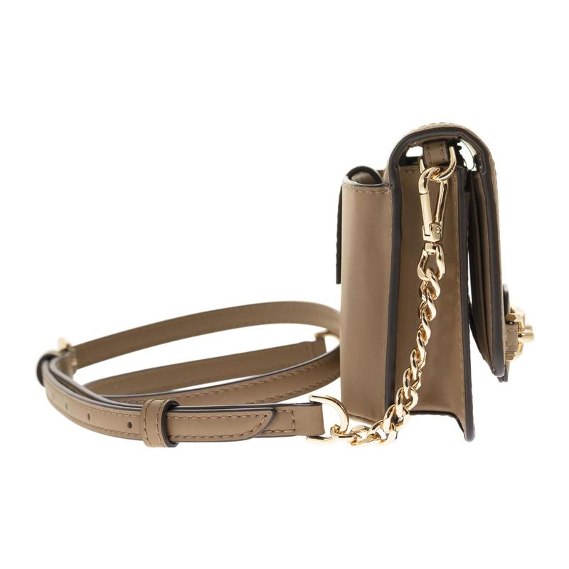 Michael Kors Heather Solid Color Snap Fastening Metal Details Leather Crossbody Shoulder Bag Women's Clay