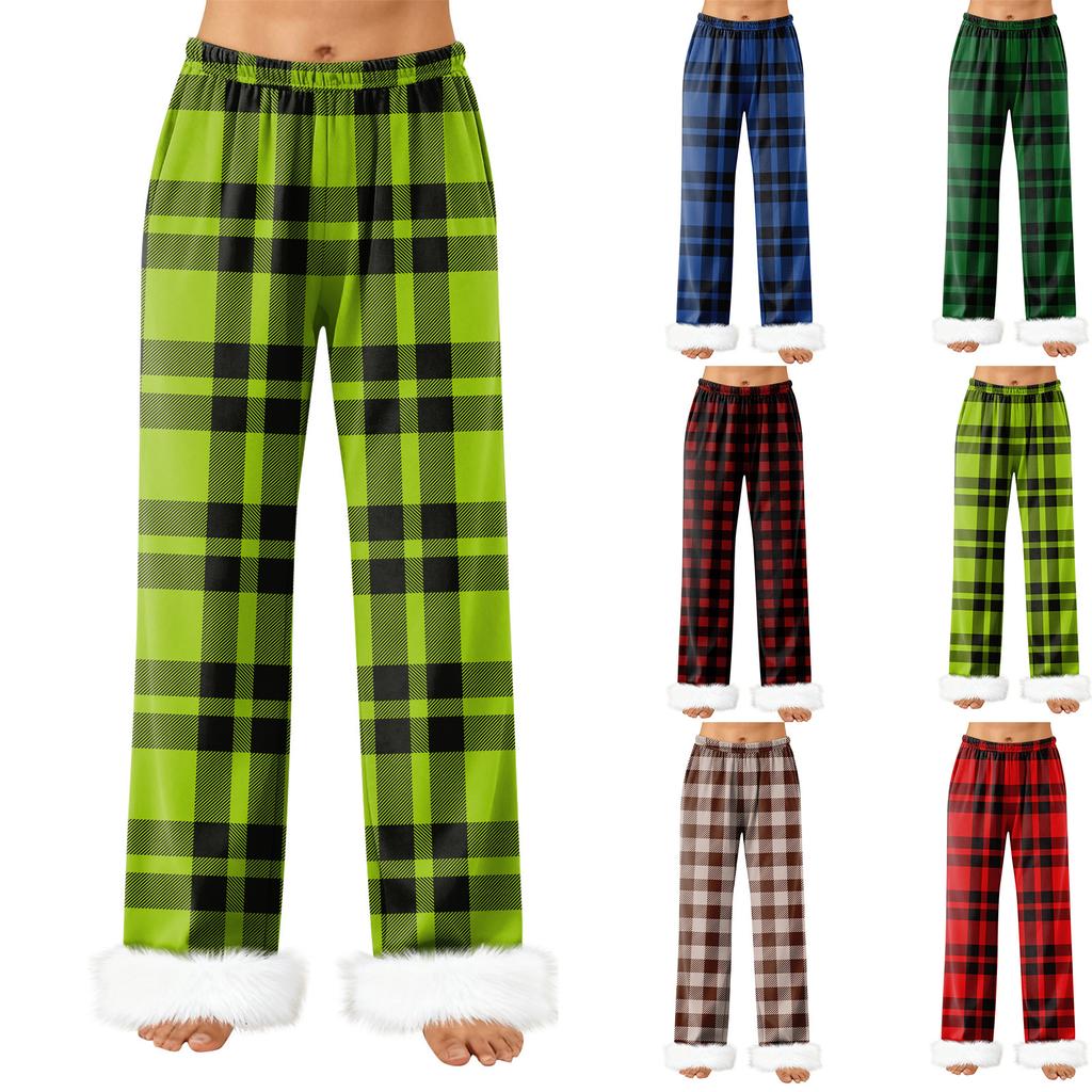Women's Fashionable Casual Trousers, Plaid Print Trousers