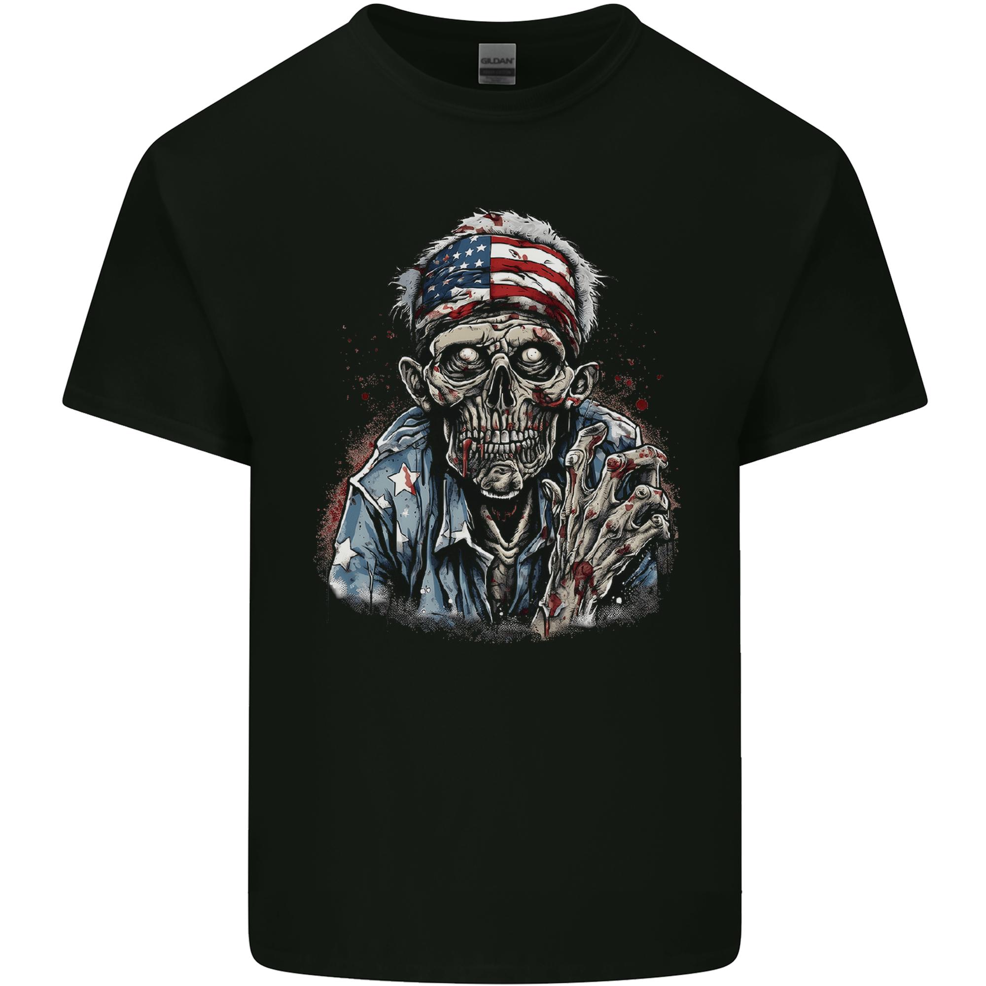 American Zombie USA Flag Halloween Unisexs Light Cotton TShirt S