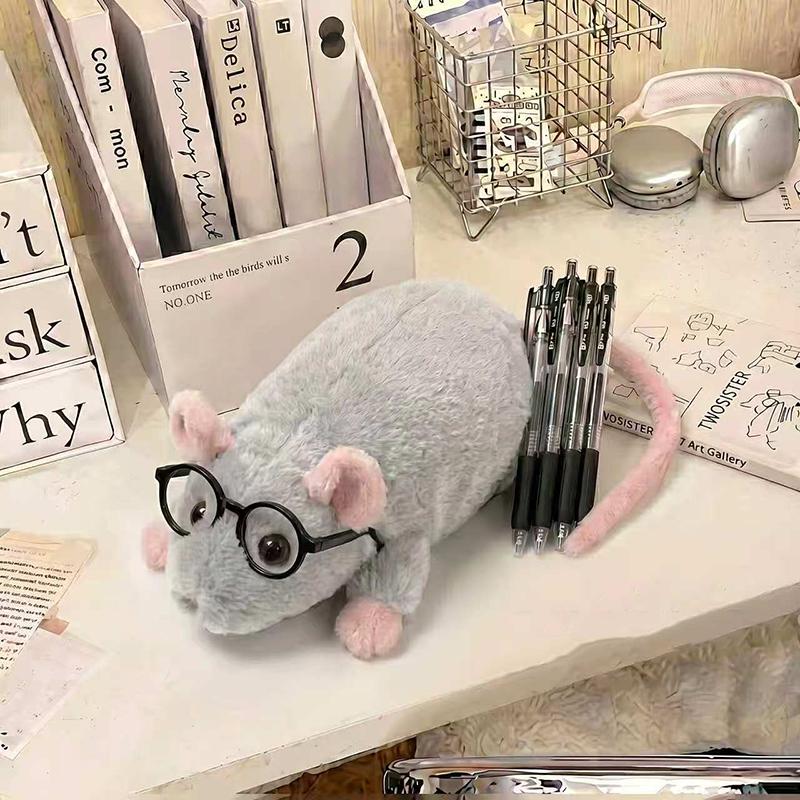 Cartoon Animals Plush Pencil Case Soft And Cute Creative For Girls Niche Student Stationery Desktop Pencil Storage Bag