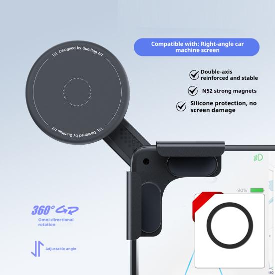 Mobile Phone Holder 360-Degree Rotation Magnetic Car Mount Clip-on Phone Mount Ultra-Stable Shock Absorbing Phone Stand for Safe Driving