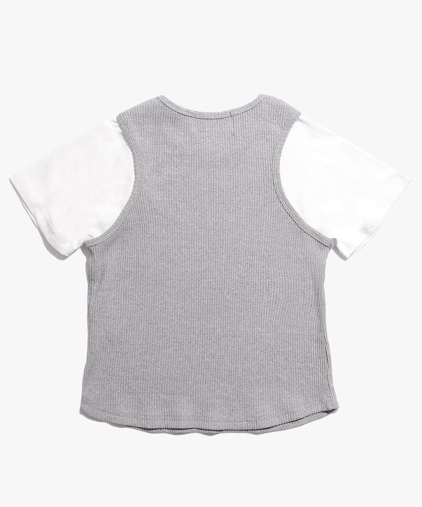PEACE MAKER Ts Knit Sleeveless Layered Tee (Grey)
