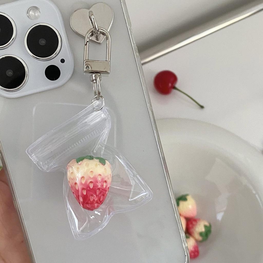 Sturdy Resin Alloy Strawberry Phone Charm Pendant Accessory In Clear Bag Portable for Lovely Styles Fashion Lovers