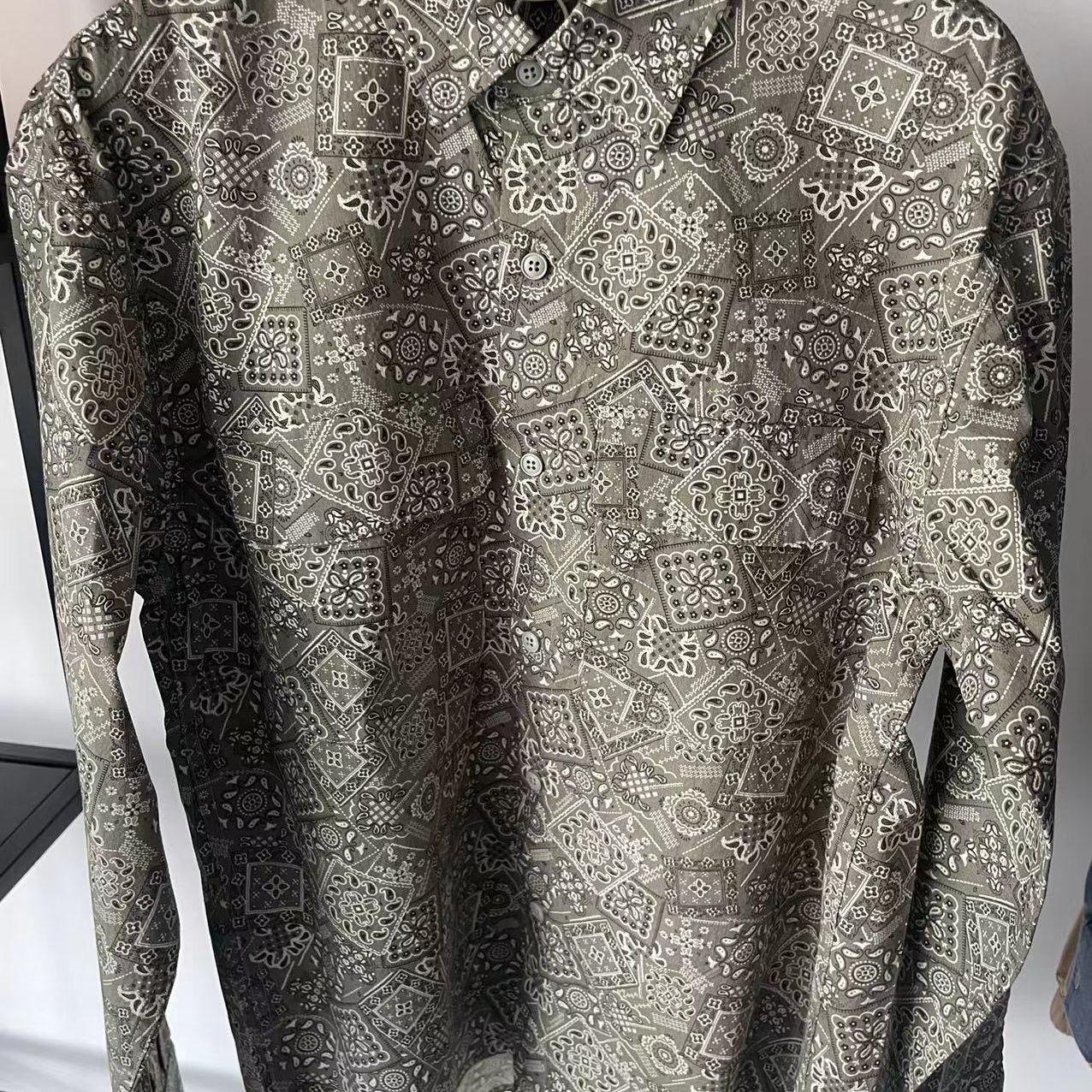 

Осінній Камуфляжний Ретро Харадзюку Сорочка Вільна Робочий одяг Довгий рукав Сорочка L зелений