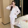 Cute Cartoon Pattern Thickened Loungewear Women's Island Velvet Can Be Worn Outside Pajamas Trousers Long Sleeves Two-piece Set