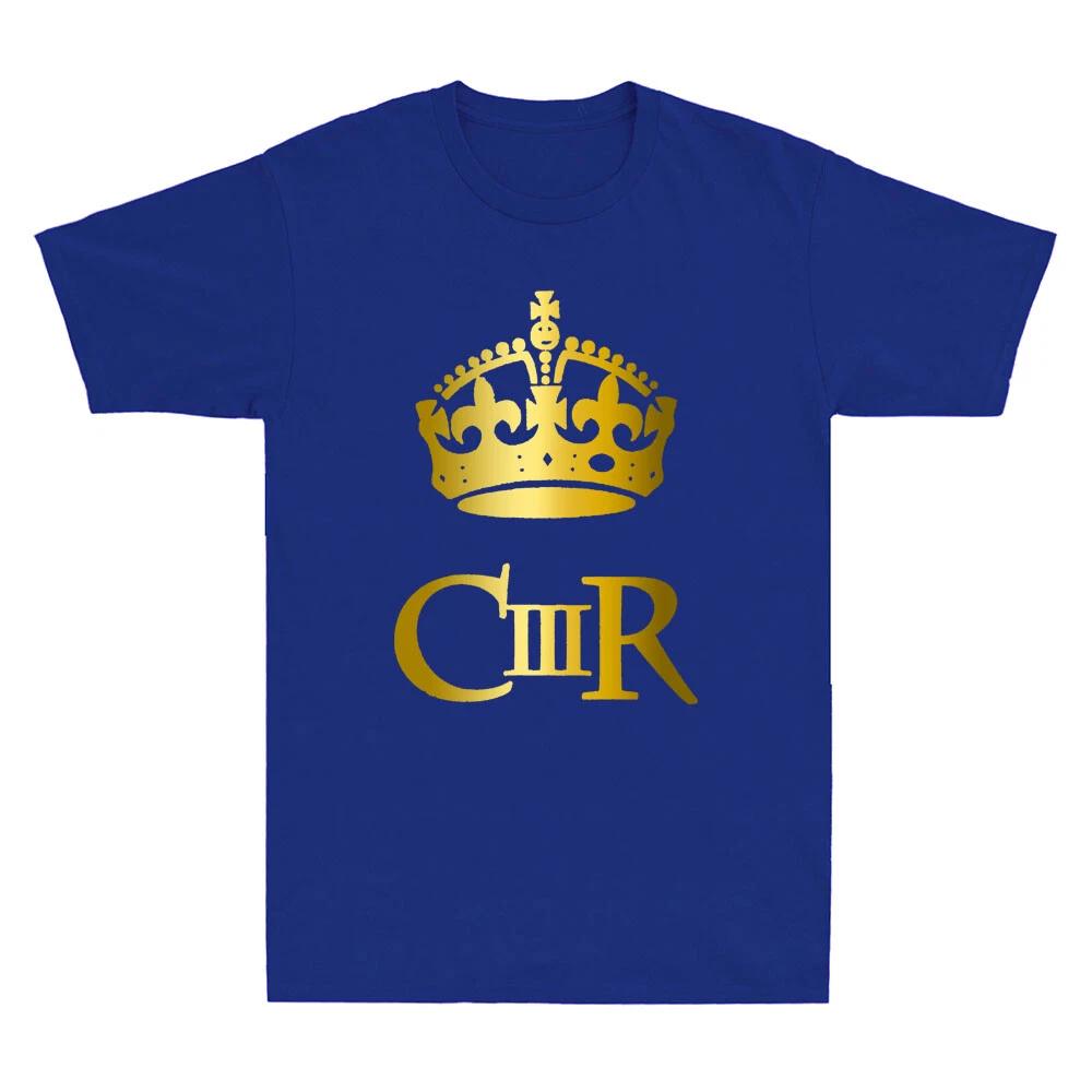 God save the King King Charles III Royal Blue Vintage Men s Short Sleeve T-Shirt M