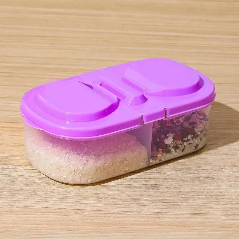 2 Grid Grain Sealed Jar Kitchen Fruit and Vegetable Preservation Storage Box Food Spice Sealed Plastic Box Travel Lunch Boxes