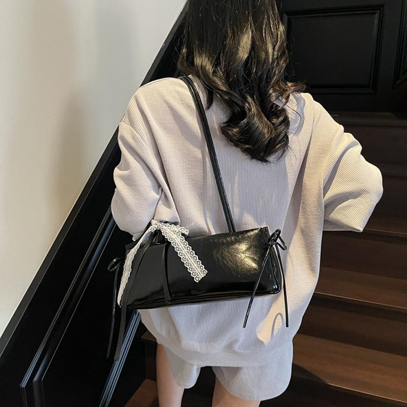 Spring New Simple Sweet Bow Ribbon Shoulder Bag Commuter and Leisure Versatile Underarm Bag for Women CLE