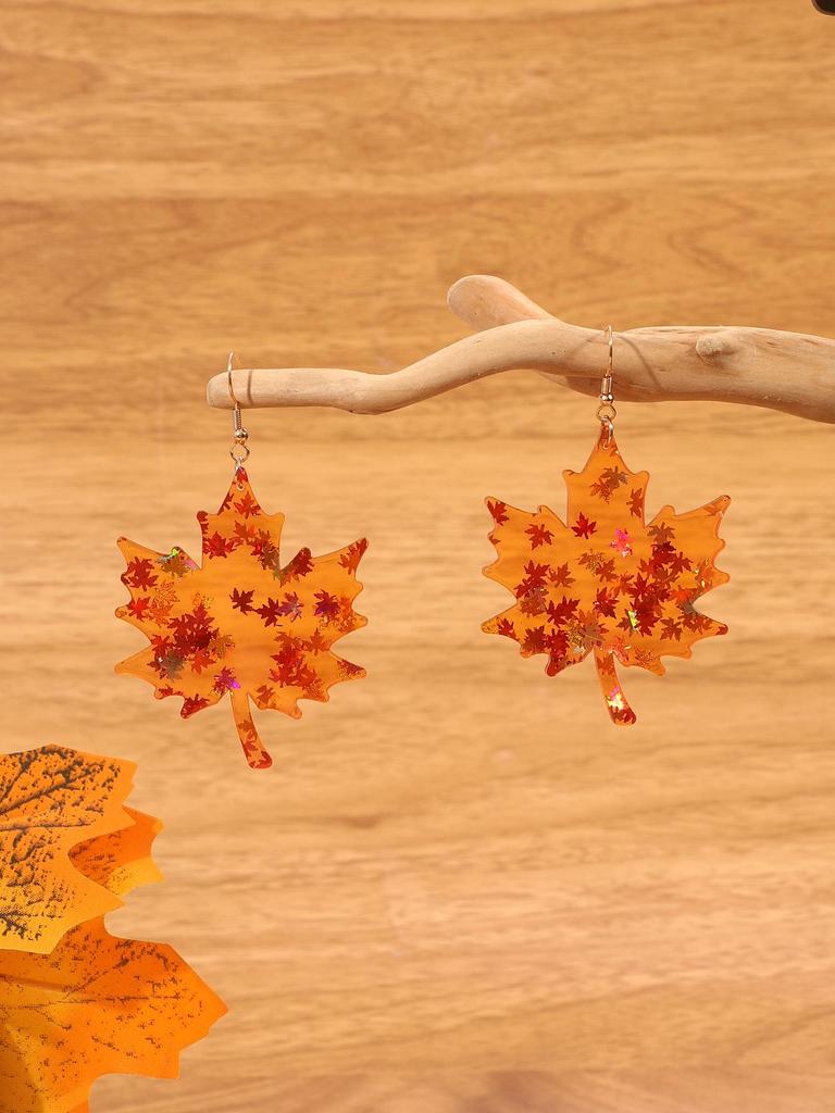 Women's Maple Leaf Sequin Earrings - Autumn & Winter Fashion Accessories