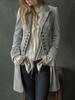 Women's Velvet Gothic Jacket Vintage Embroidered Stand Collar Metal Buckle Trench Coat Long Sleeve Vintage Outerwear