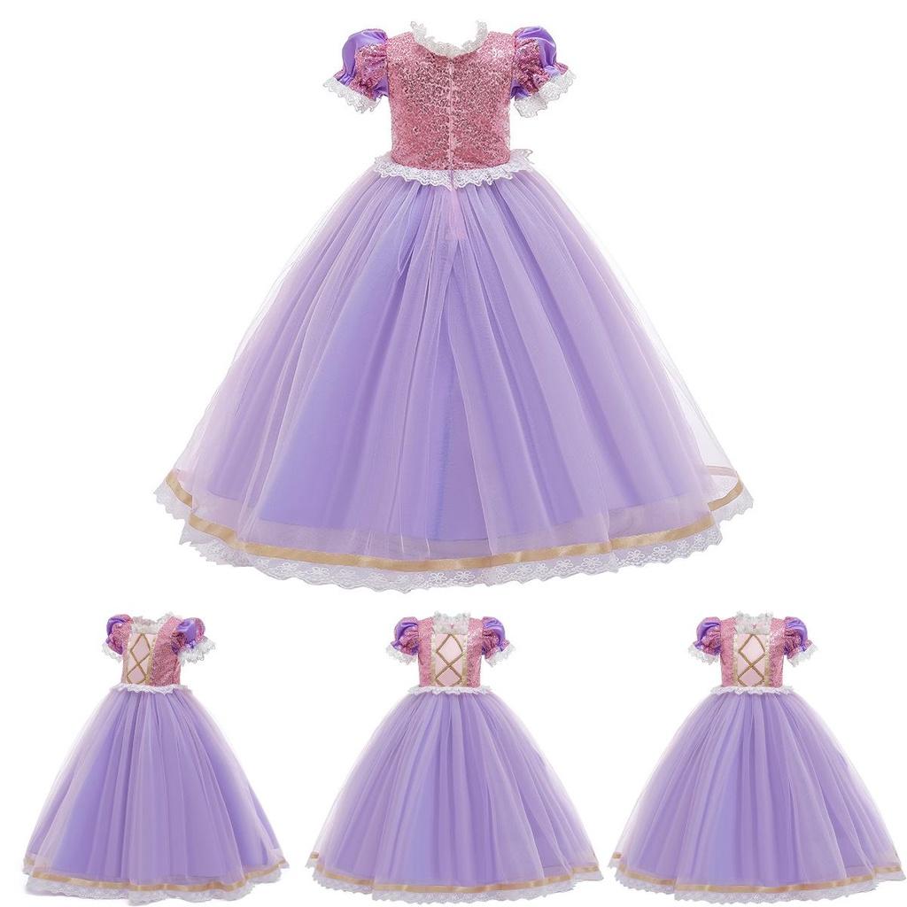 Förtrollande Trassel Rapunzel Prinsessa Maskerad Cosplay Kostym För Flickor