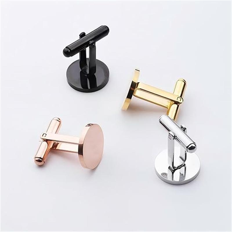 Round Stainless Steel 15Mm Mirror-Polished Men'S Cufflinks