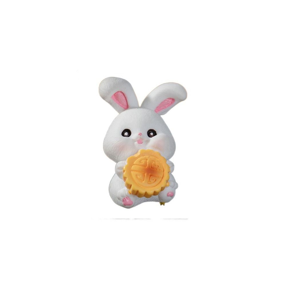 Cartoon Bunny Ornaments Micro Landscape Moon Cake Model Cute Rabbit Figurines  Home Decor