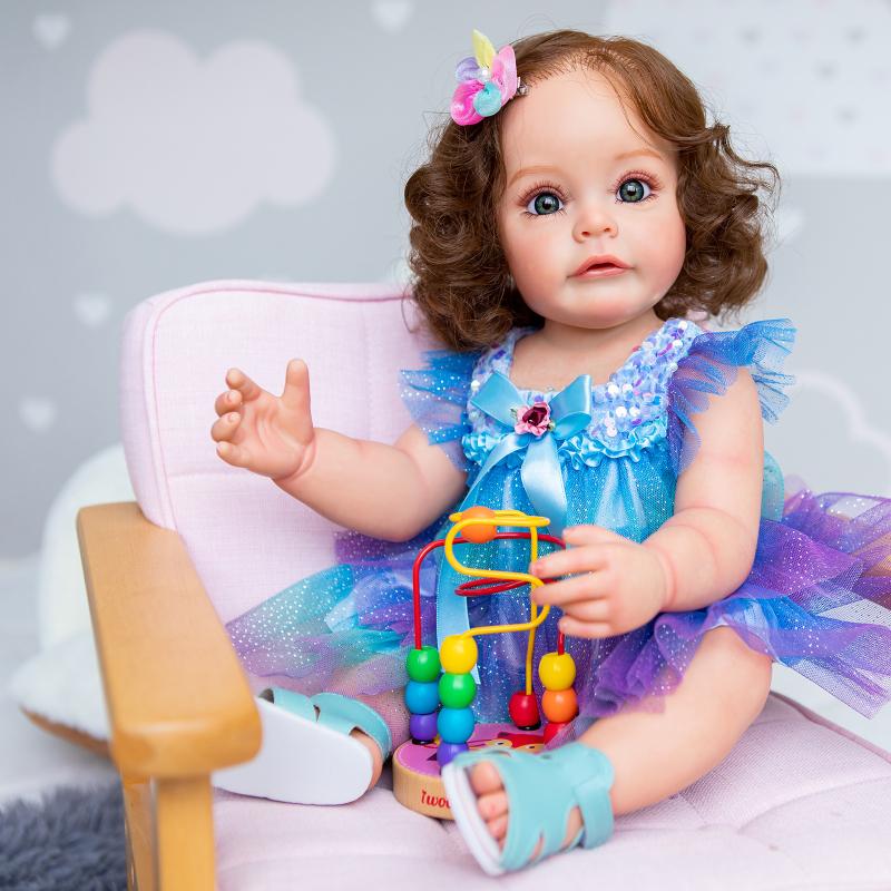 22 Inch Full Silicone Body Reborn Dolls Alive 55 Cm Cute Suesue Rooted Hair Newborn Babies Doll Soft Vinyl Real Life Simulation Doll Kid Festival Gift