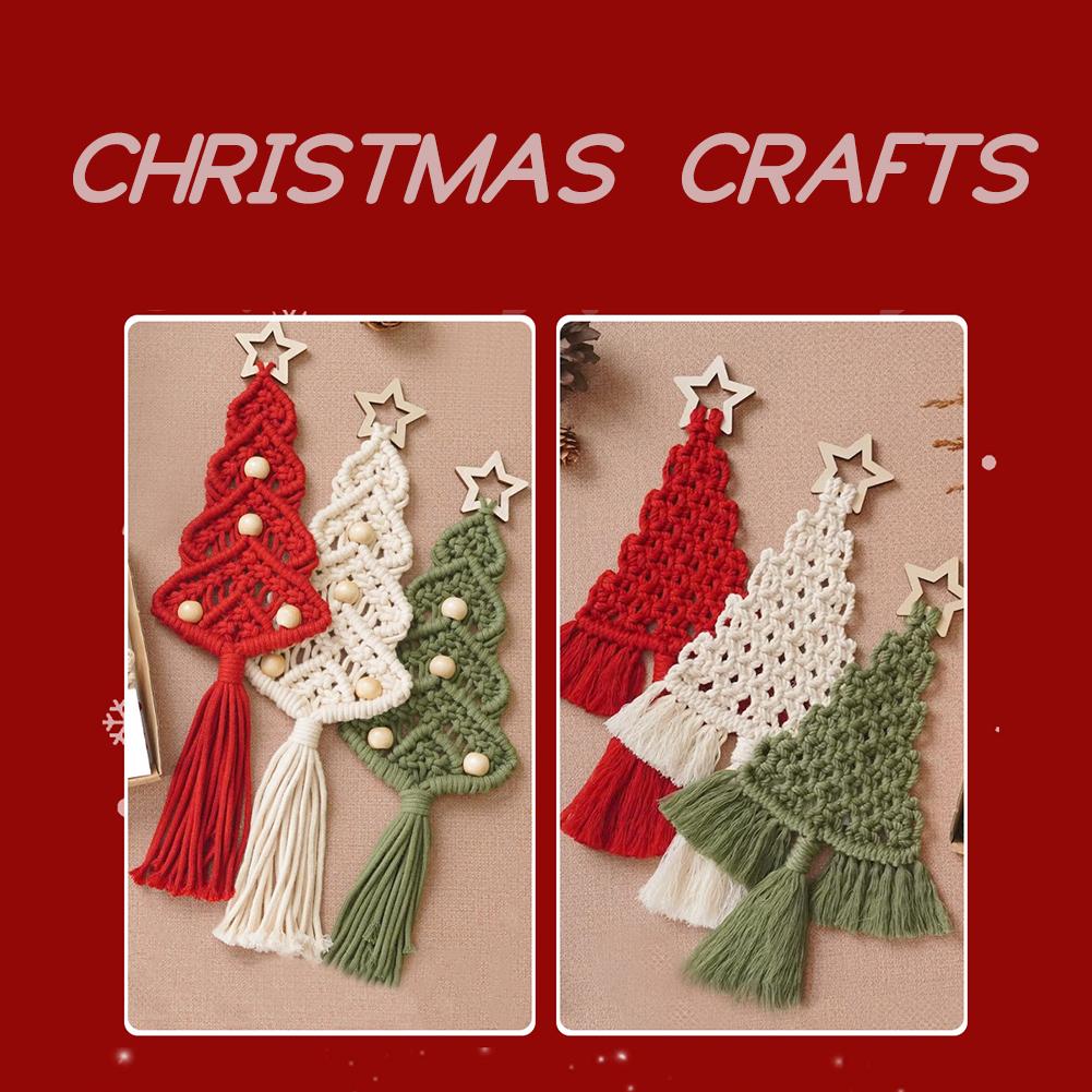 3PCS/Set DIY Macrame Woven Christmas Tree Kit Christmas Craft Gift Kit Very Suitable For Family Friends Perfect Holiday Gifts