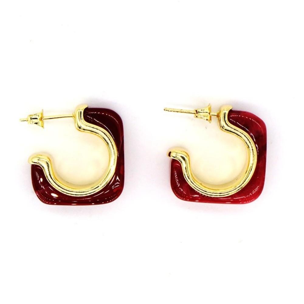 1 Pair Copper Acrylic Earrings 18K Gold Plated Hoop Earrings Resin Earrings  Daily Wear