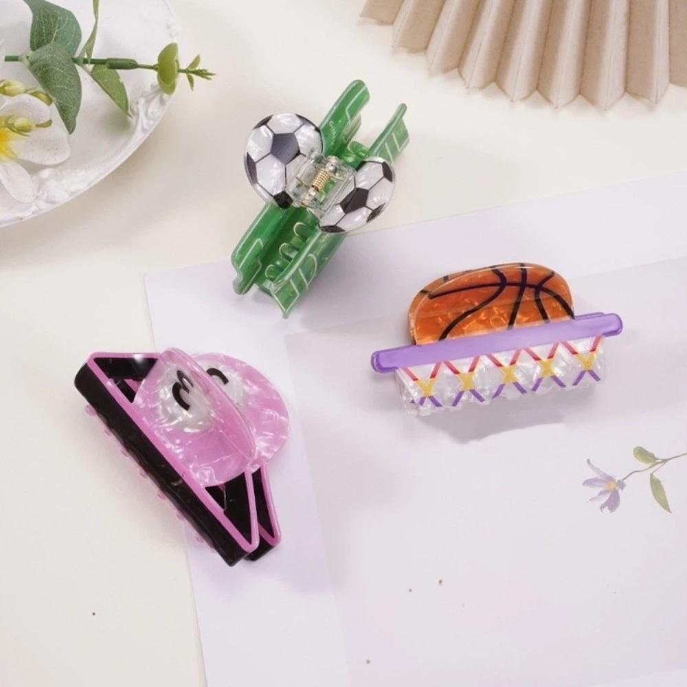 Creative Design Basketball Print Hair Claw Trendy Style Football Hair Clip For Women