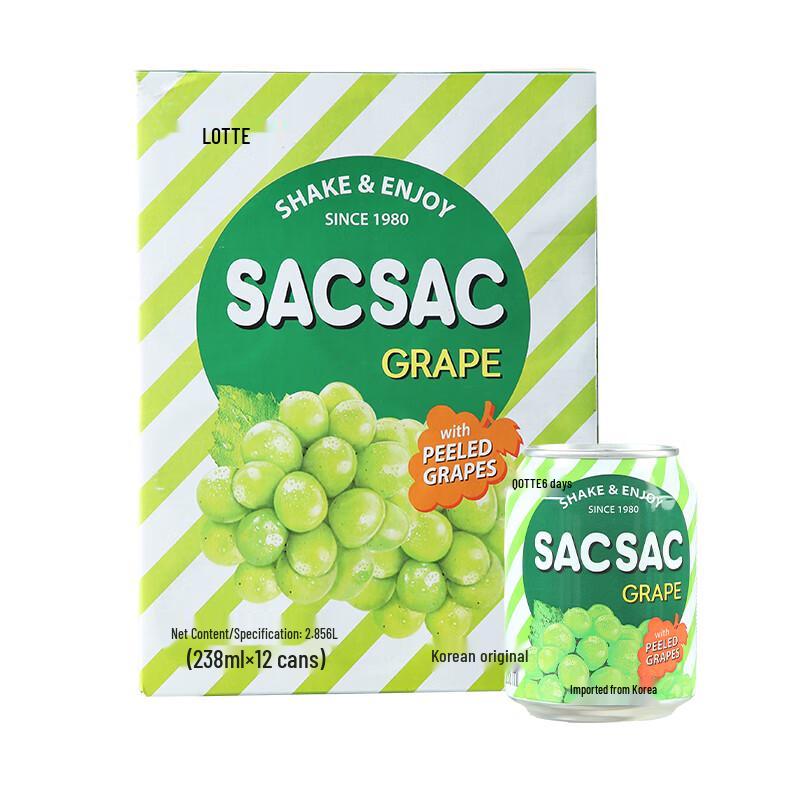 Lotte Grape Juice with Pulp Beverage 238ml x 12 Cans