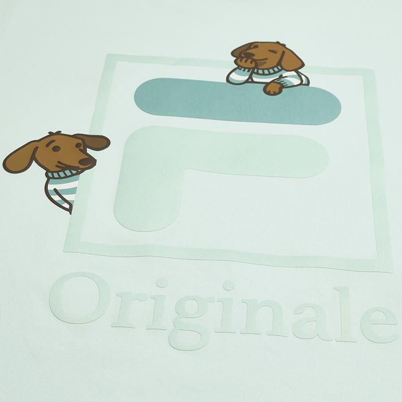 FILA Original Cartoon Animal Embroidered Casual T-Shirt Men tops Light-Grass-Green F61M629103FLG
