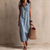 European and American New Bohemian Sleeveless Denim Vacation Medium and Long Women's Dress