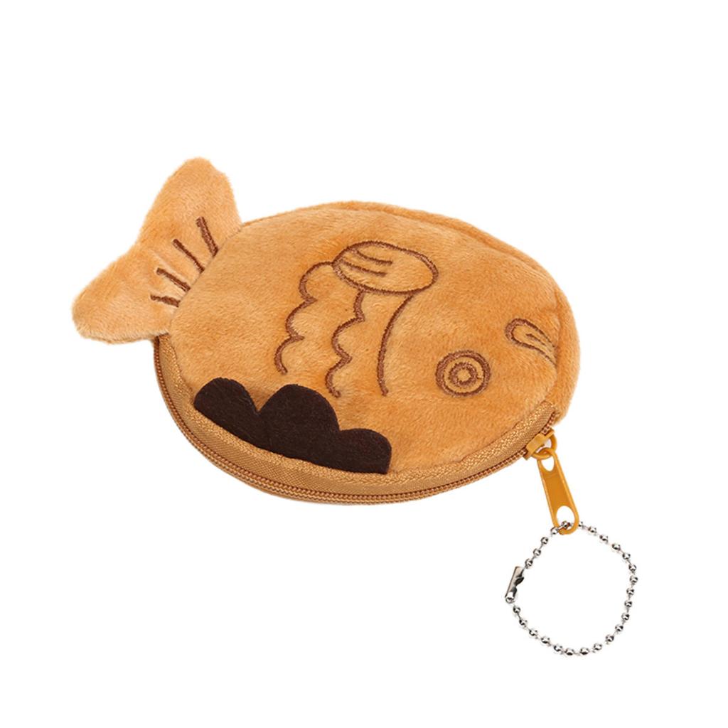 Niedliche Plüsch Schnapperfisch Geldbörse Damen Geld Karten Schlüssel Kopfhörer Münzfach für kleine Dinge Beutel Reißverschluss Clutch Tasche