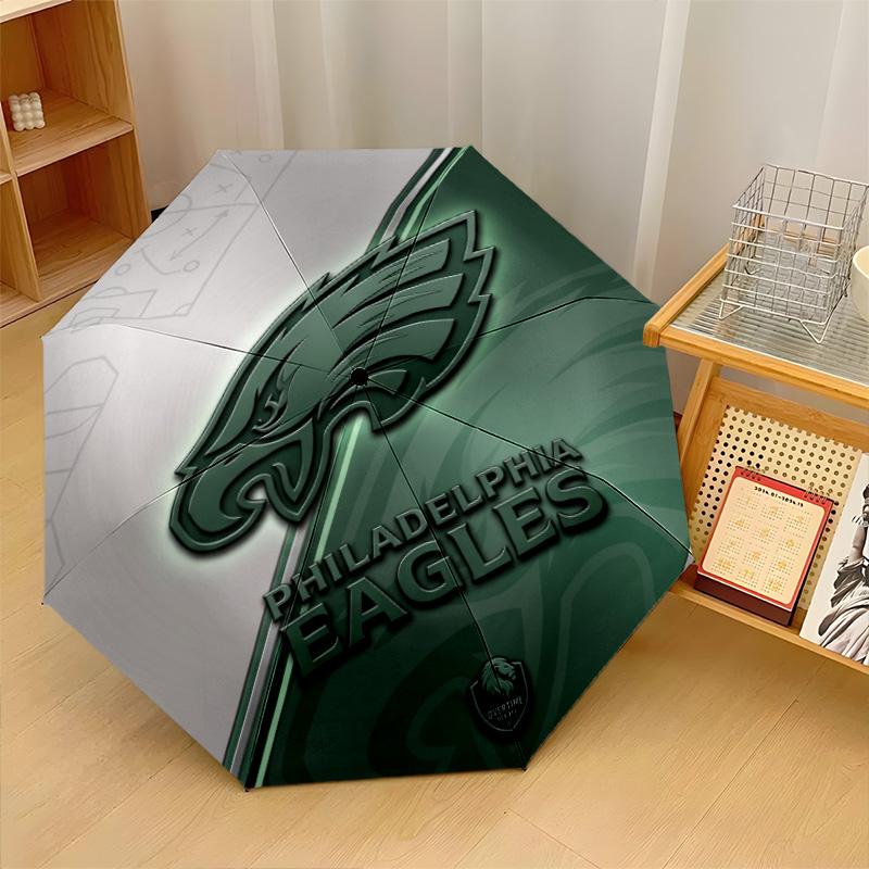 Philadelphia Eagles Print Auto 8?Ribs Folding Umbrella Wind Resistant Lightweight Automatic Umbrella For Daily Travel
