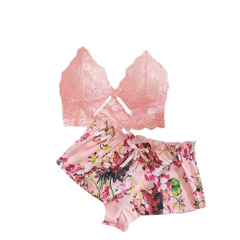 Europäisches und amerikanisches Spitzen-Dessous-Set: Sexy Versuchung BH & Shorts Zweiteiler