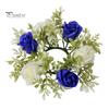 Delicate Candle Topper Artificial Rose Ring Pillar Candles Greenery Flower Wreath Plastic Garland Seasonal for Wedding Centerpiece Holiday Decor