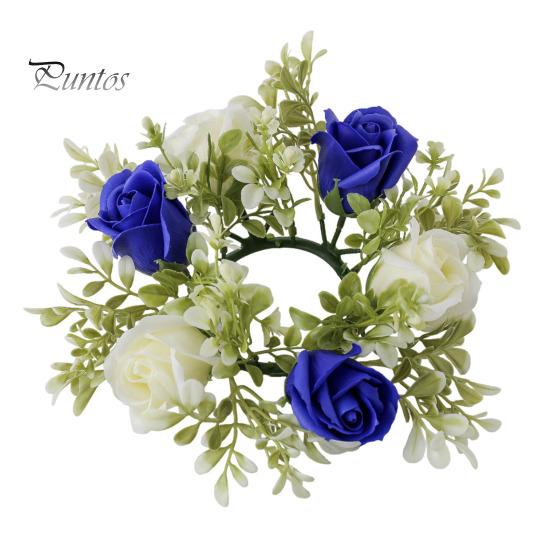 

Искусственная роза свеча кольцо столб свечи зеленый цветочный венок сезонное свеча кольцо для свадьбы центральный элемент праздничный декор королевский синий
