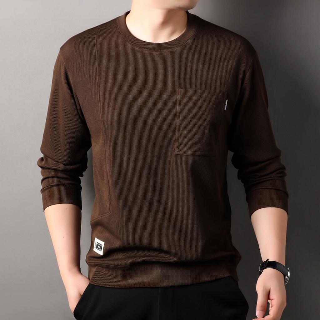 Autumn Men's Long Sleeve T-Shirt Crew Neck Bottom Shirt Men's Casual Versatile Men's Pullover Sweater
