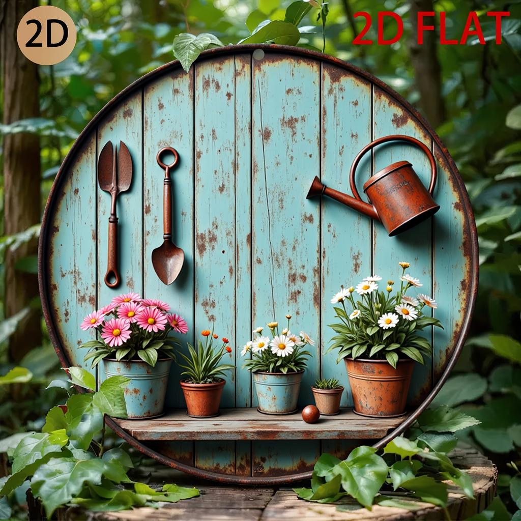 Garden Tools and Potted Flowers Vintage Tin Sign Vintage Durable Metal Plaque Wall Decor Home Office Bar Man Cave Wall Art