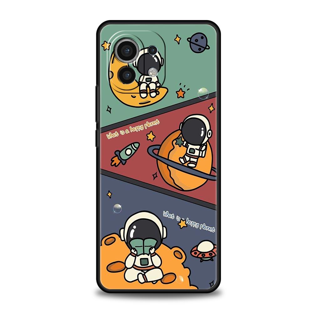 Cartoon Cute Cosmonaut Phone Case Cover for Xiaomi Mi 17 15 14 13 12 11 Ultra 15T 14T 13T 12T 11T Pro Lite 5G Soft TPU Shell Bag