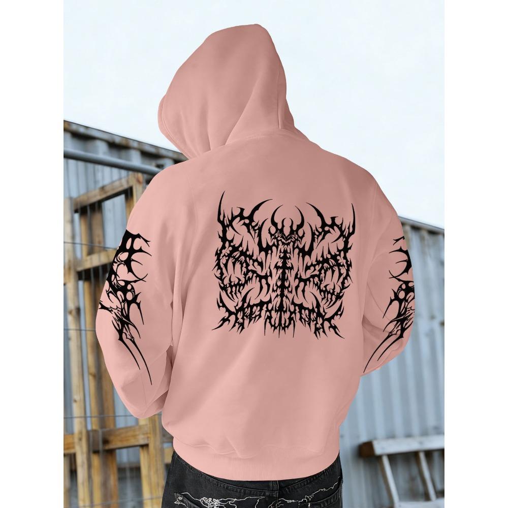 Sweat à capuche gothique tendance pour homme, style rétro streetwear, avec imprimés au dos et sur les manches, pour l'automne et l'hiver