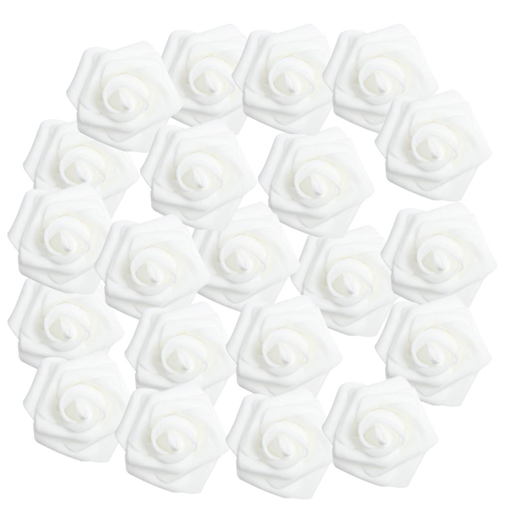 Buy 100pcs PE Foam Rose Flower Heads Artificial Rose Flowers 8cm White ...