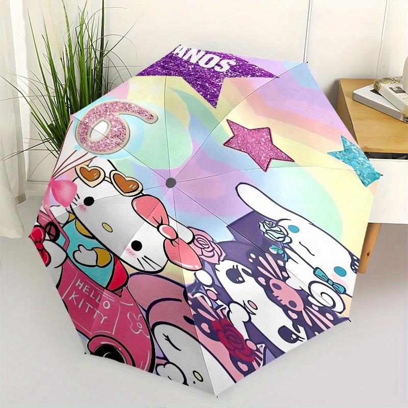 

Hello Kitty, Birthday Automatic Open/Close Umbrella-Cute Umbrella with Cute Design, Portable 3-Fold Compact Umbrella for Men & Women, Hallow