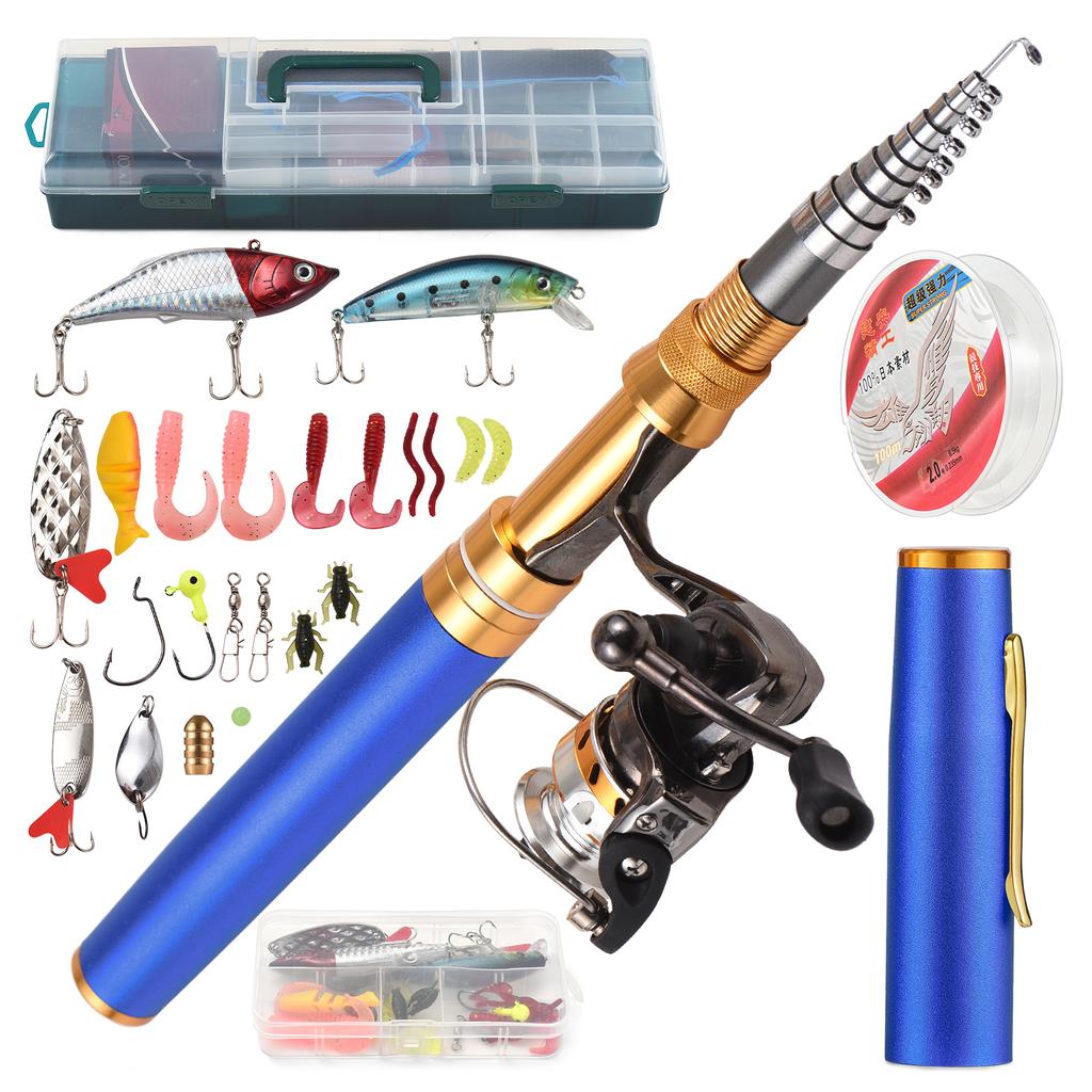 Fishing Rod and Reel Combos Telescopic Fishing Pole with Spinning Reel Combo Kit Fishing Line Lures