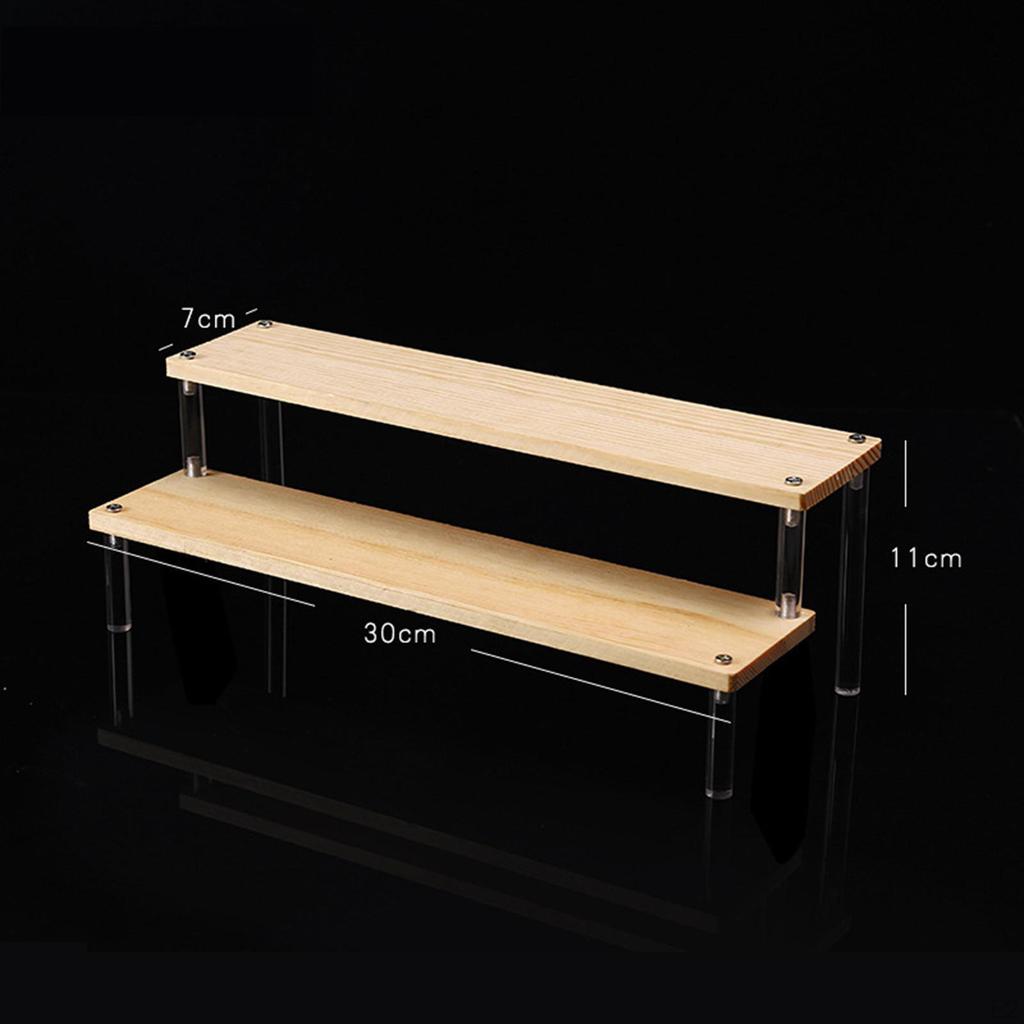 Clear Acrylic Display Riser Shelf Organizer Cupcakes Holder Showcase Fixtures Wood