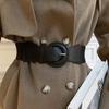 Women's Decorative Belt with a Wool Overcoat, Practical Korean-style Black Elastic Waist Cincher, Vintage Sweater, and Leather