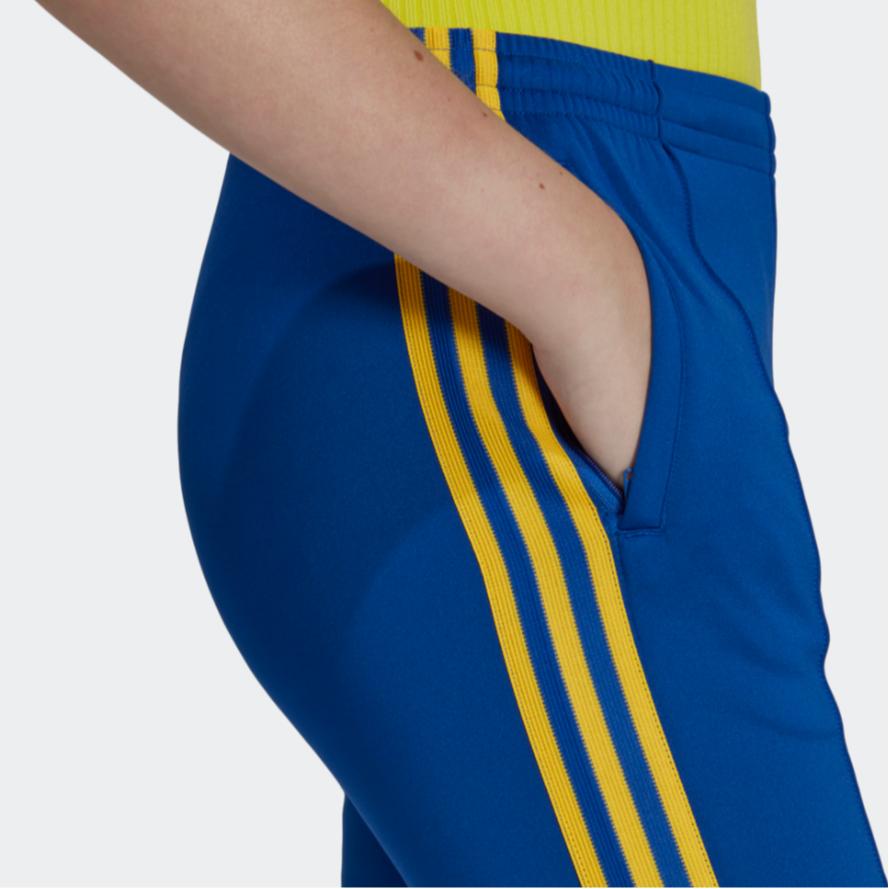 Adidas Originals Trefoil Flared Track Pants With Logo Print And Stripes Women Bottoms Blue IB2021