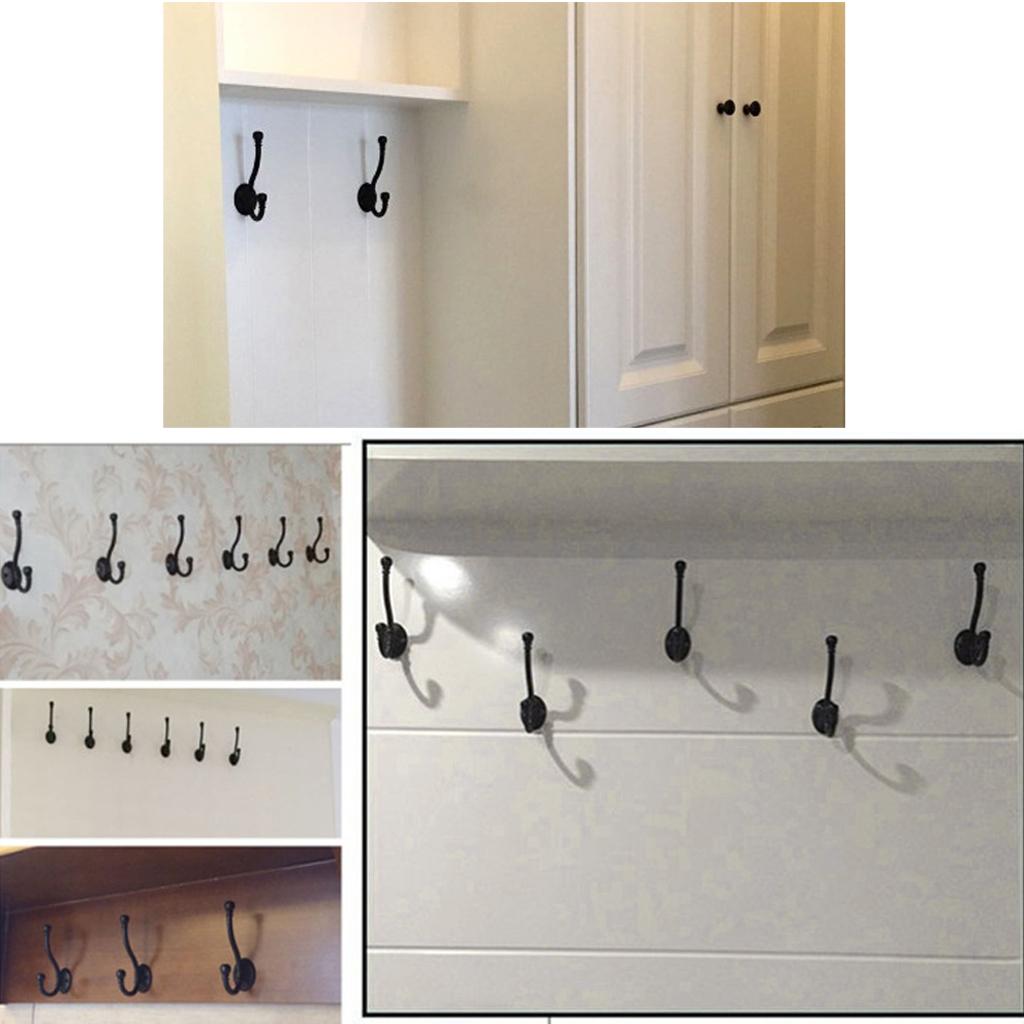 10Pcs Coat Hooks Antique Hanger Up & Down Double-hook European Hat Hanger Heavy Duty Robe Holder Towel Hooks with Screws