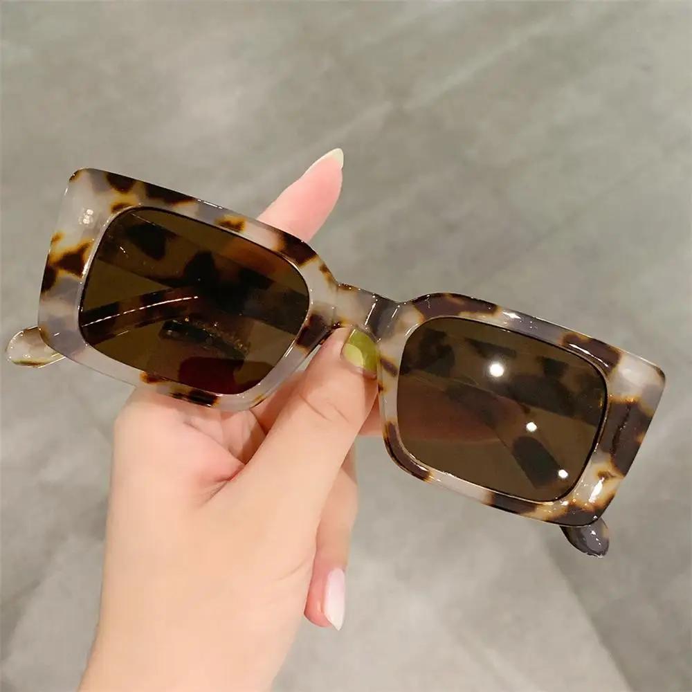 

Vintage Beach/Travel Gradient Women s Fashion Rectangle Leopard Sun Glasses Shades Square Sunglasses