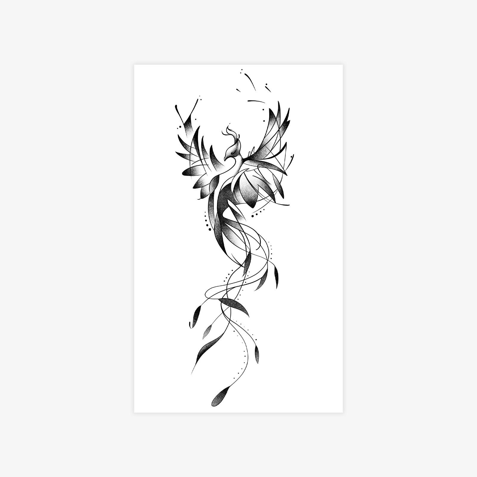 Simple Phoenix Tattoo Sticker Premium Sense Hottie Arm Leg Tattoo Sticker 9*15