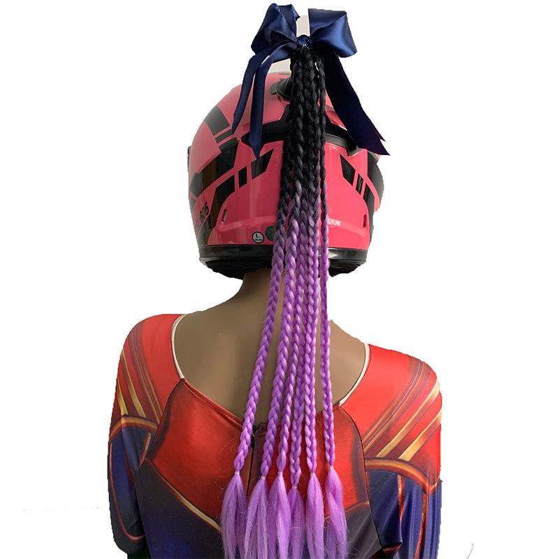 New Helmet Dirty Braids Motorcycle Woman Braids Wig Multicolor For Motorbike Helmets Decoration Punk Ponytail Headwear Universal